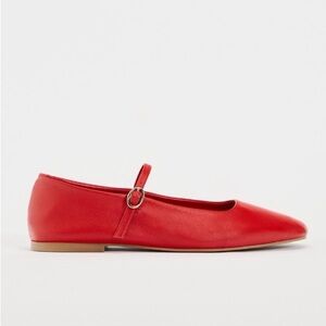 Zara Women's Red Leather Ballet Flats NWOT